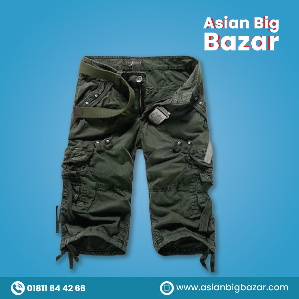 New Mens Summer Army Cargo 3/4 Three Quarter Pants Cotton