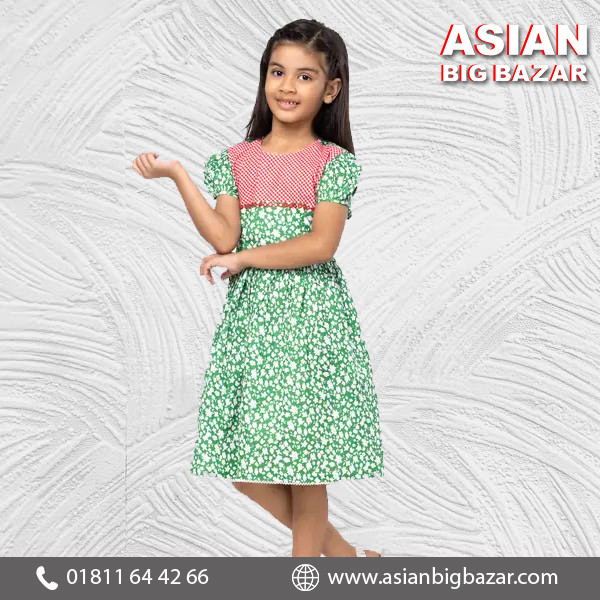 Green Printed Voile Frock