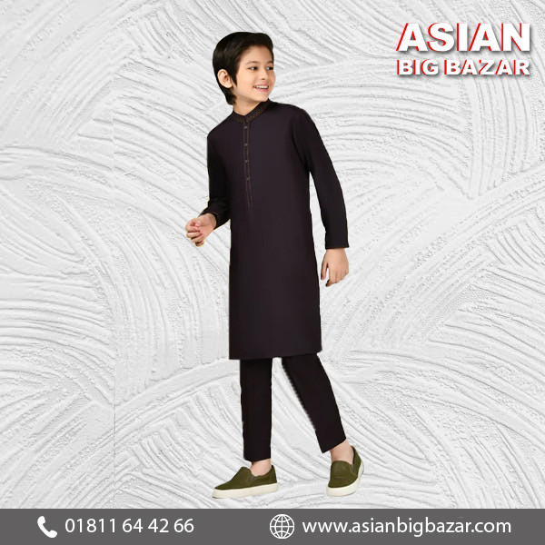 Dark Purple Blended Boys Kurta Pajama - Elegant & Comfortable