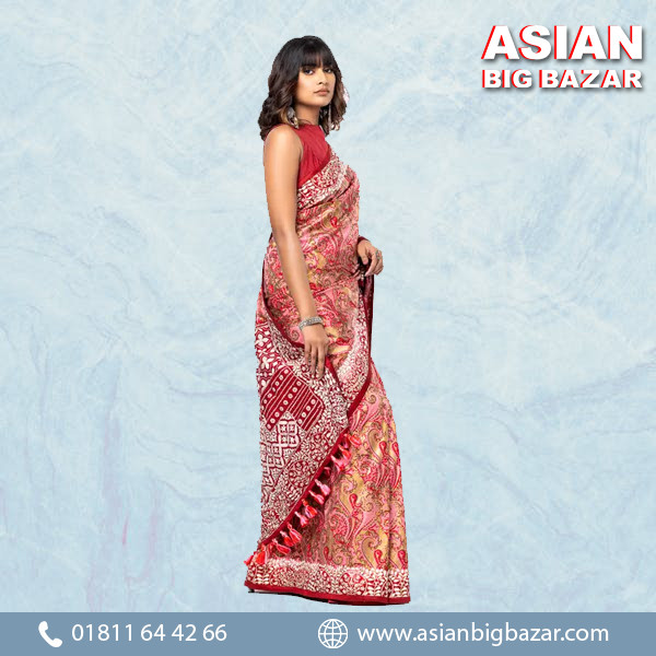 Multicolour Printed and Embroidered Silk Saree
