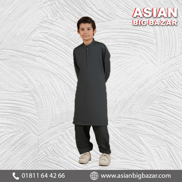 Teal Blue Blended Boys Kameez Shalwar - Stylish & Comfortable